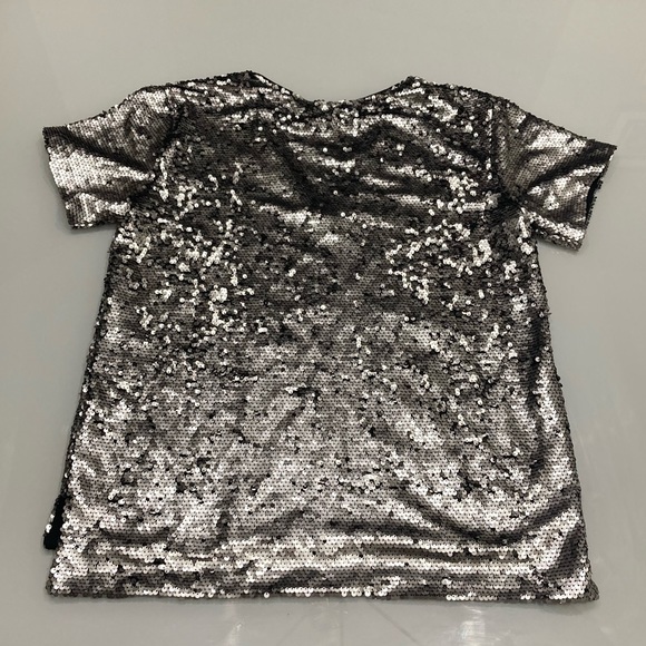 Anthropologie Women’s Vanessa Virginia Silver V-neck Sequin Top -Holidays - Picture 4 of 8